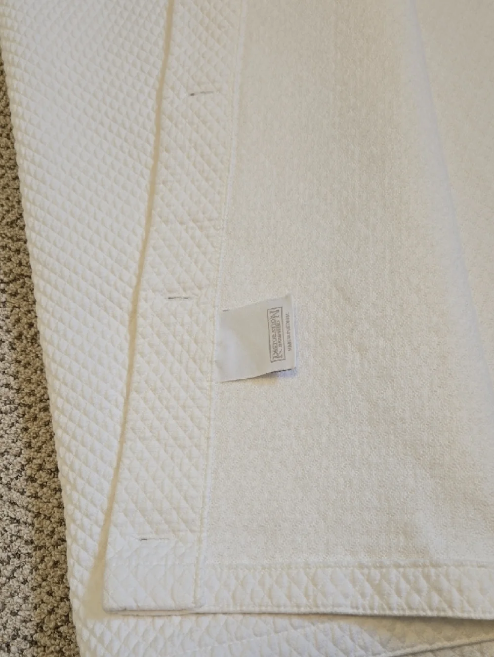 Restoration Hardware WHITE Diamond Matelasse Shower Curtain